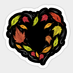 Autumn Leaves Forming Heart For Thanksgiving Sticker